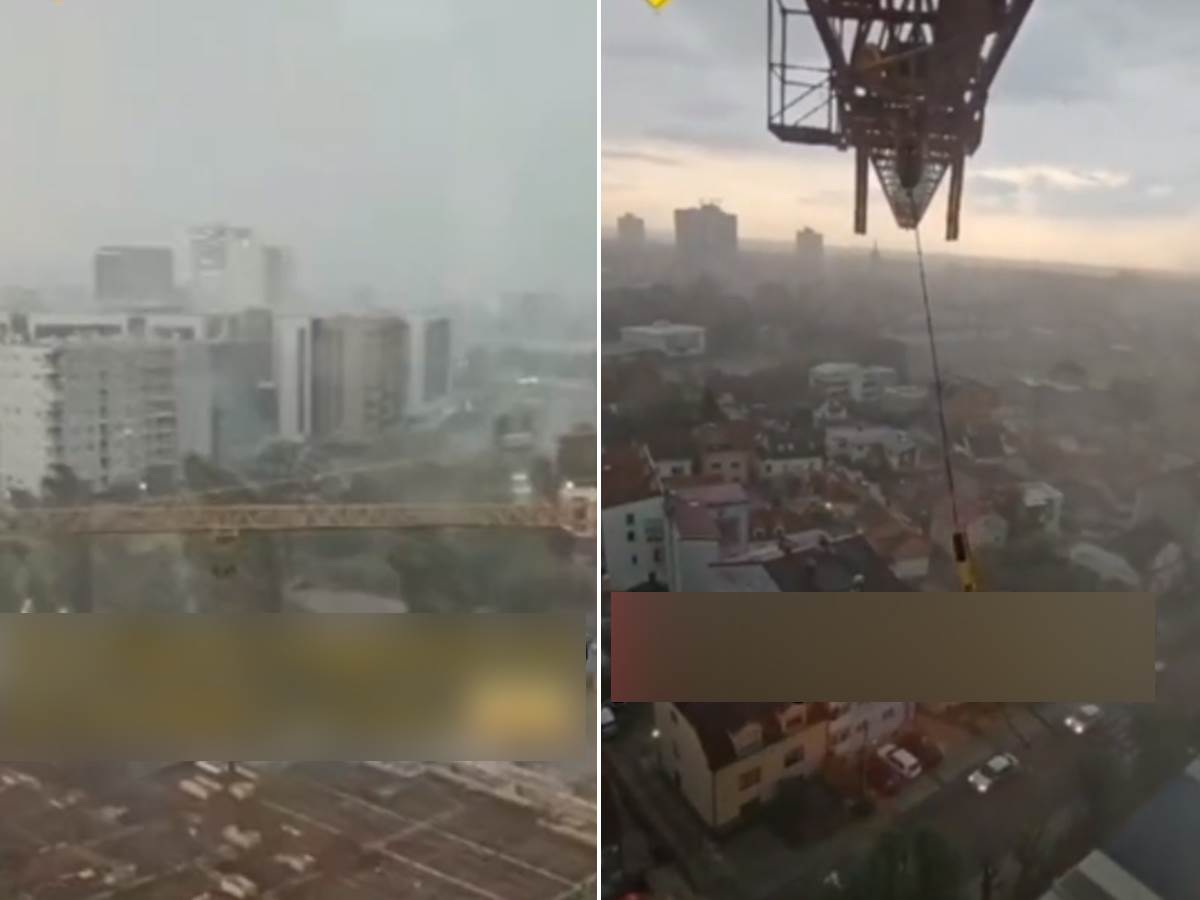 Gradjevinac Građevinac zarobljen u kranu tokom superćelijske oluje u Zagrebu | Mondo