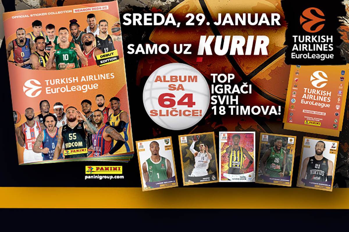 Ne propustite! U sredu, 29. januara, uz Kurir dobijate Paninijev ekskluzivni Album za sličice EUROLEAGUE 24/25!