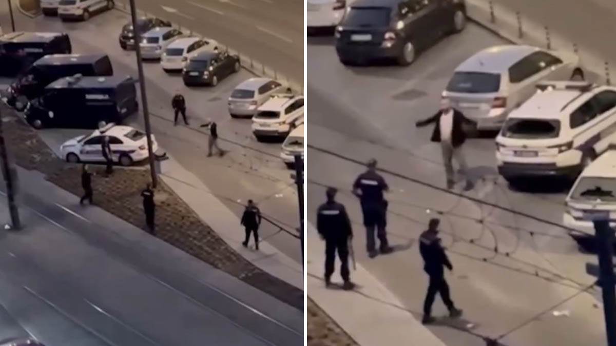 Lupao čekićem po policijskim vozilima, pa napao i policajca: Drama u centru Beograda (Video)