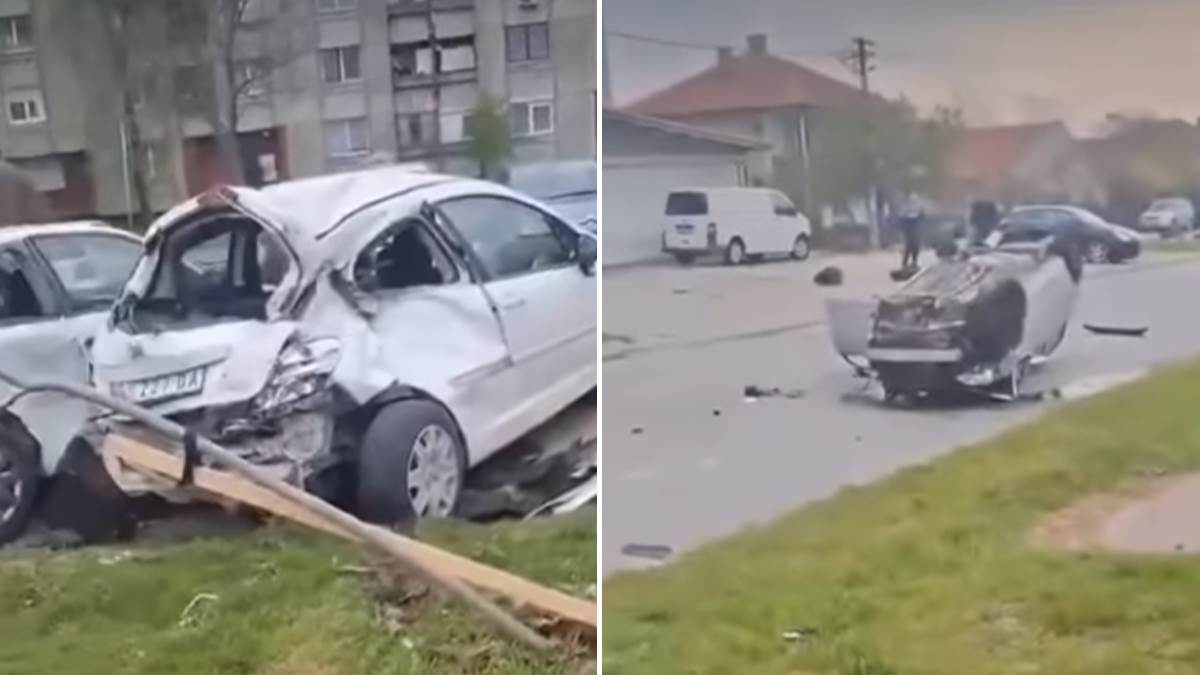 Šta se ovde desilo?! Vozilo pokosilo parkirane automobile i stabla, pa odletelo na put, scene su kao iz filma (Video)