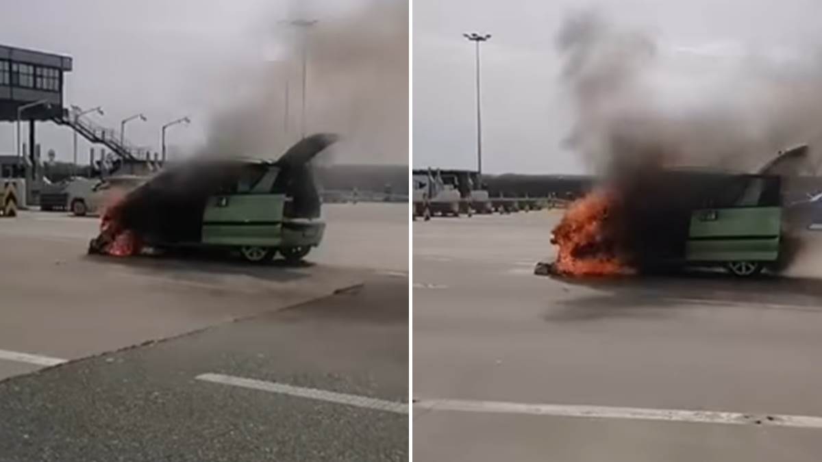 Gori auto nasred auto-puta kod Stare Pazove: Procurio strašan snimak sa lica mesta (Video)