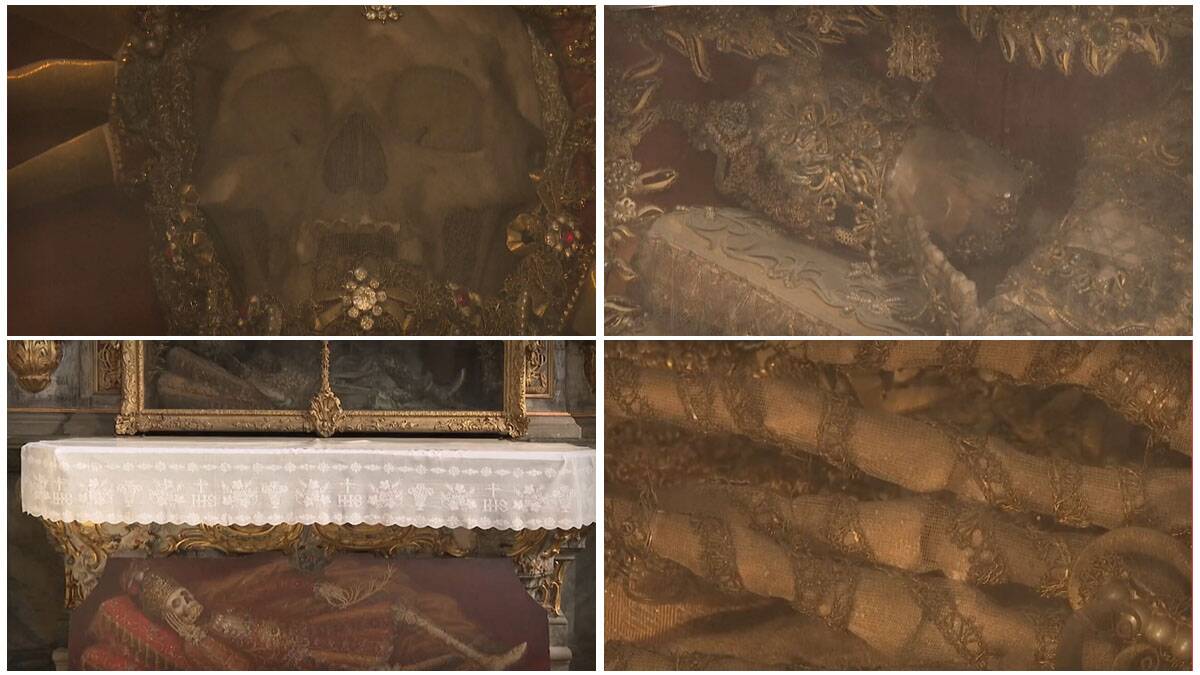 Otkriveni sveci iz katakombi: Kosturi prekriveni nakitom i dragim kamenjem, prizor je sablasan