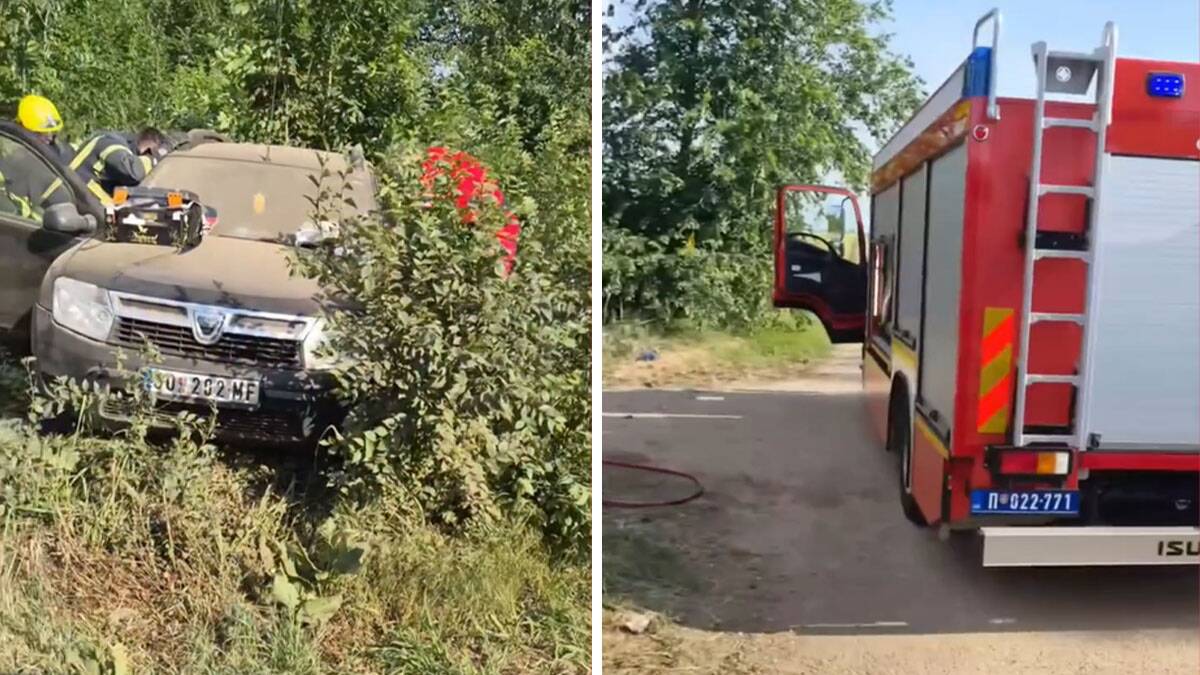 Saobraćajna nesreća između Srbobrana i Bečeja: Automobil sleteo sa glavnog puta i završio u jarku (Foto)