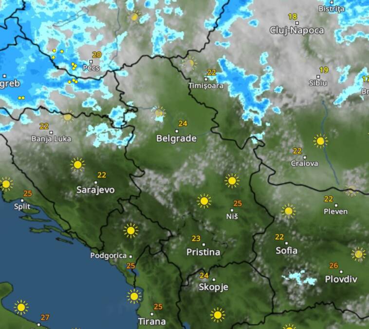 (Radarski snimci) Nevreme ulazi u Srbiju već u 10 sati: RHMZ upalio narandžasti alarm, stižu grad, oluja i grmljavina