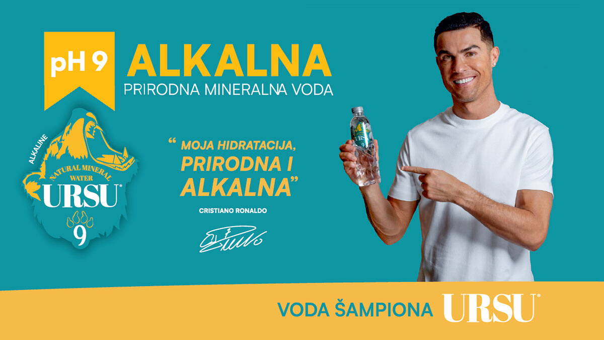 Cristiano Ronaldo bira URSU - Prirodna mineralna voda sada dostupna u IDEA, Roda i Mercator prodavnicama
