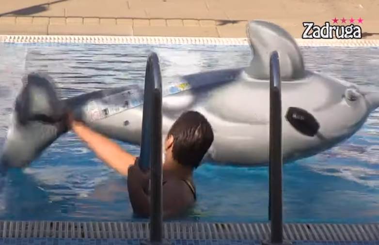 Miljana naskače na delfina u bazenu video