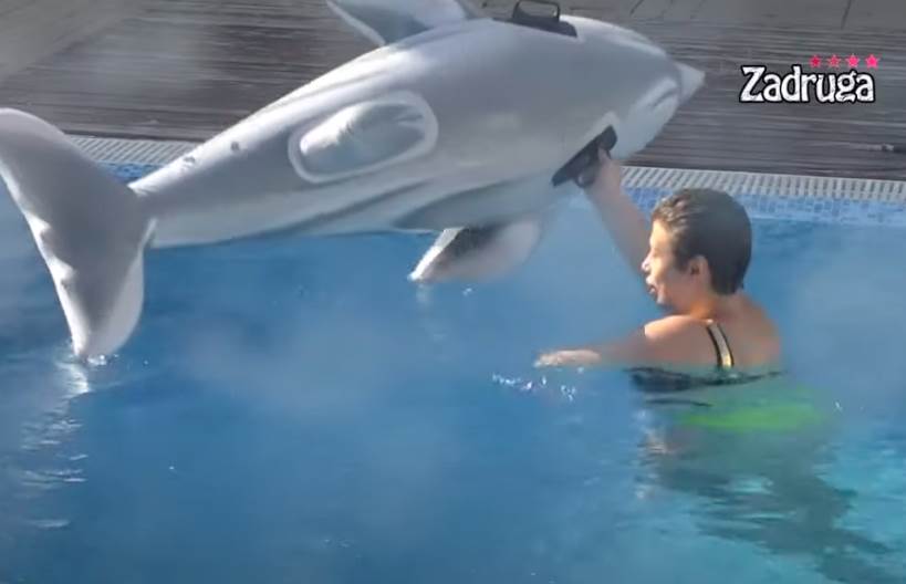 Miljana naskače na delfina u bazenu video