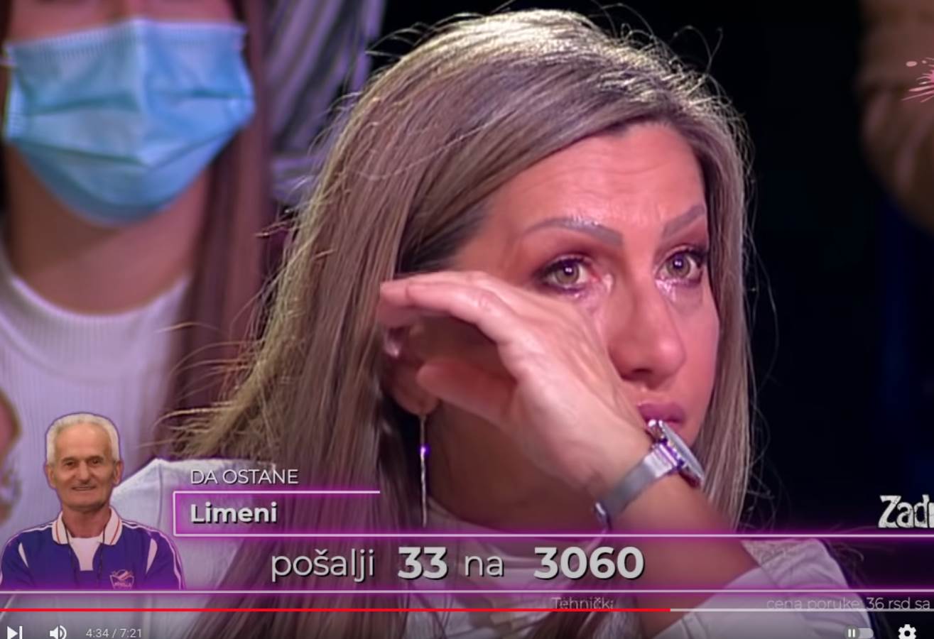 Biljana Dragojević plače u studiju Zadruge.