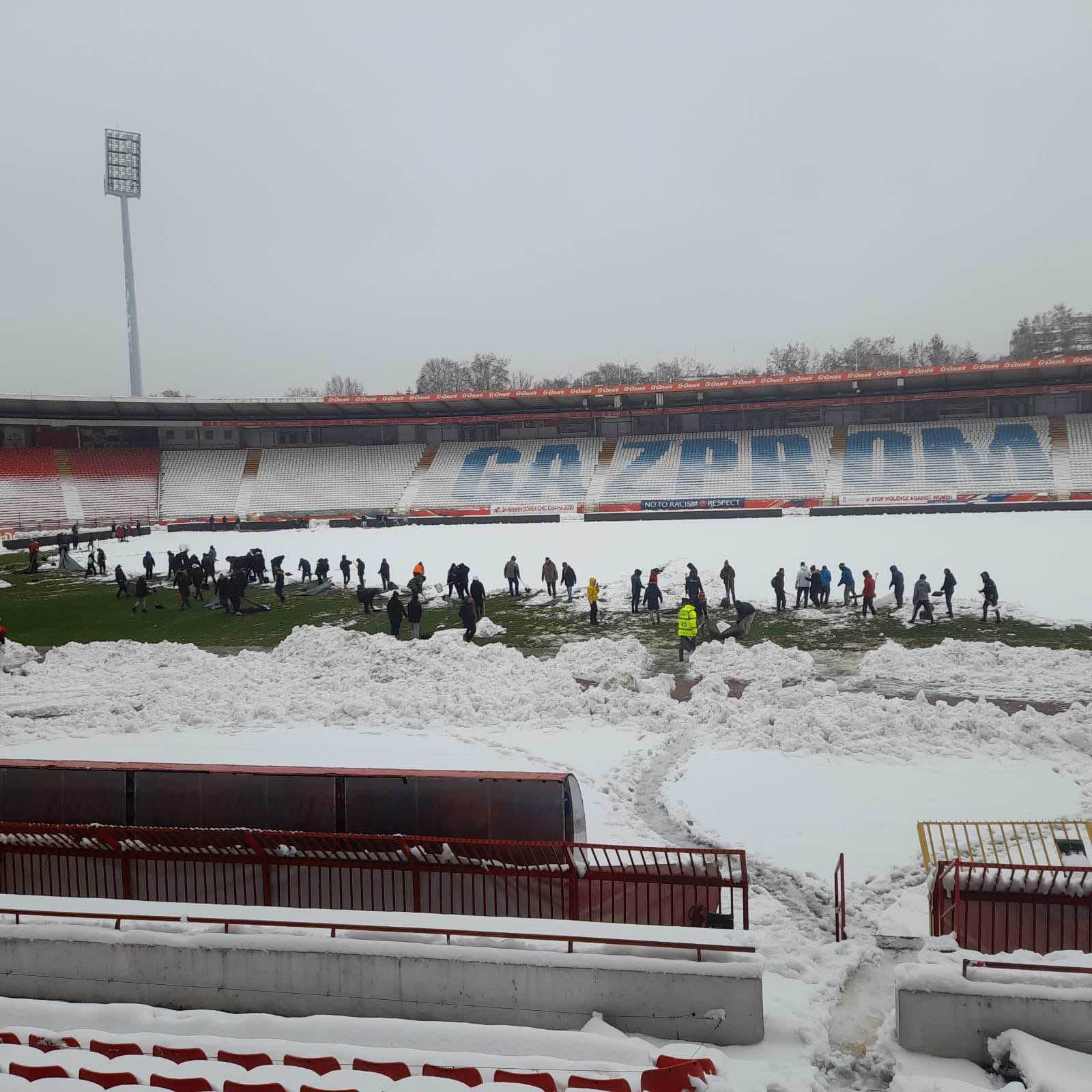 fk crvena zvezda, čišćenje snega