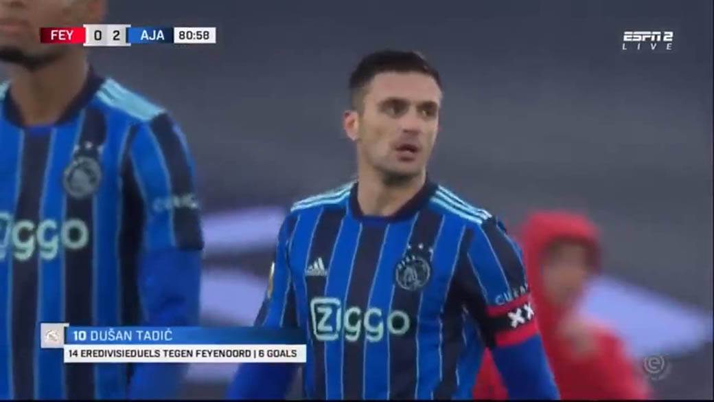 Dušan Tadić gol za Ajaks protiv Fejenorda