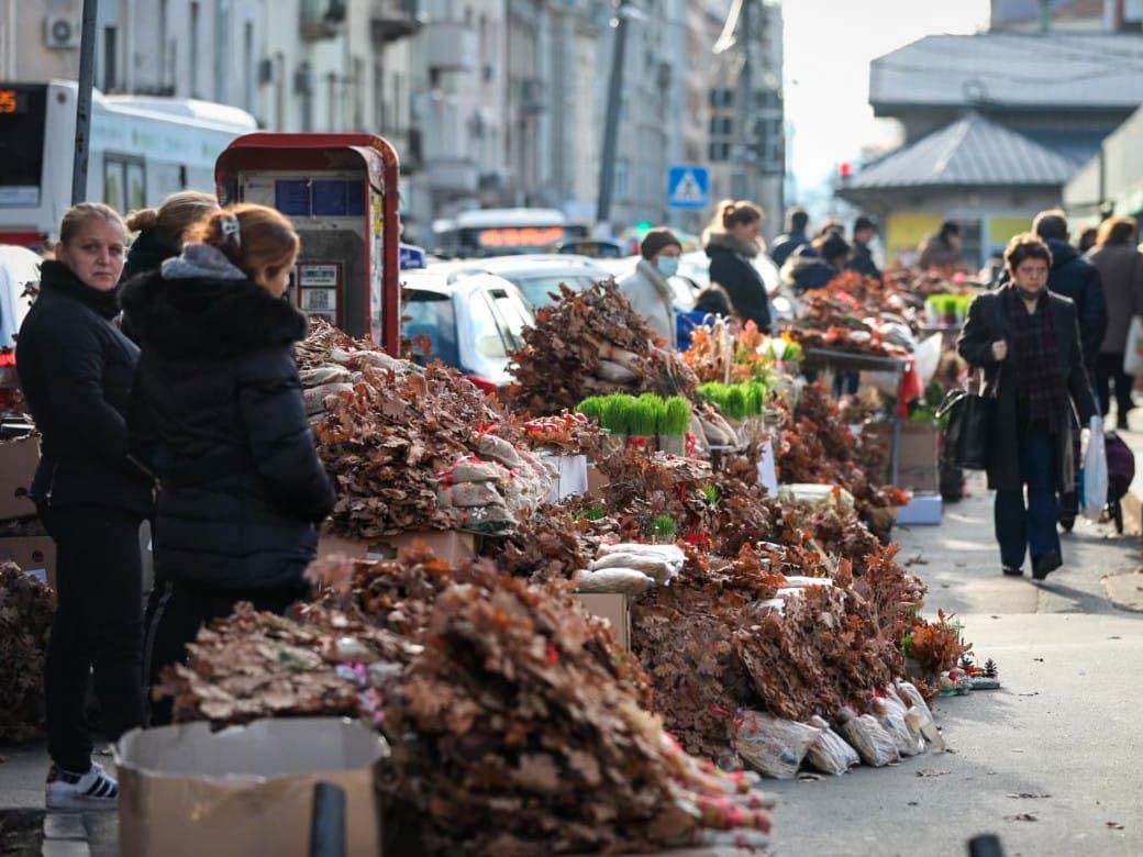 Prodaja badnjaka na Kalenić pijaci