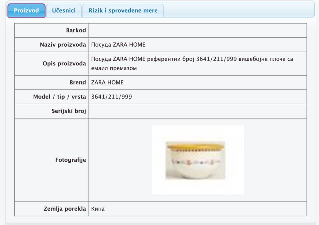 Povučeno posuđe iz Kine sa srpskog tržišta
