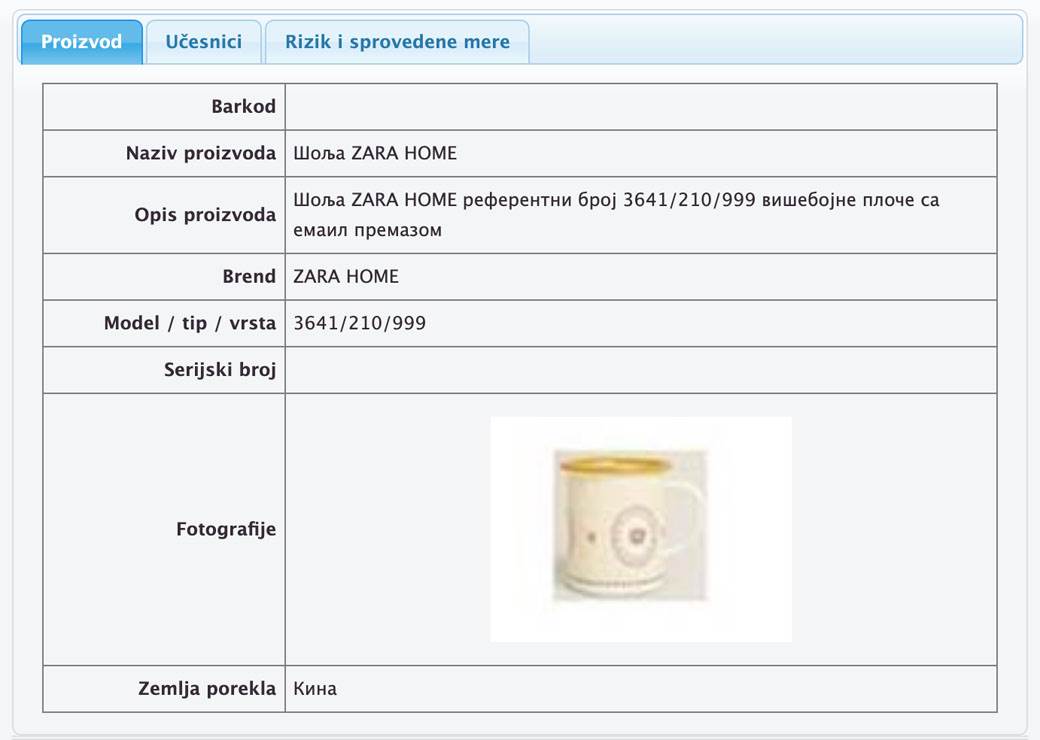 Povučeno posuđe iz Kine sa srpskog tržišta