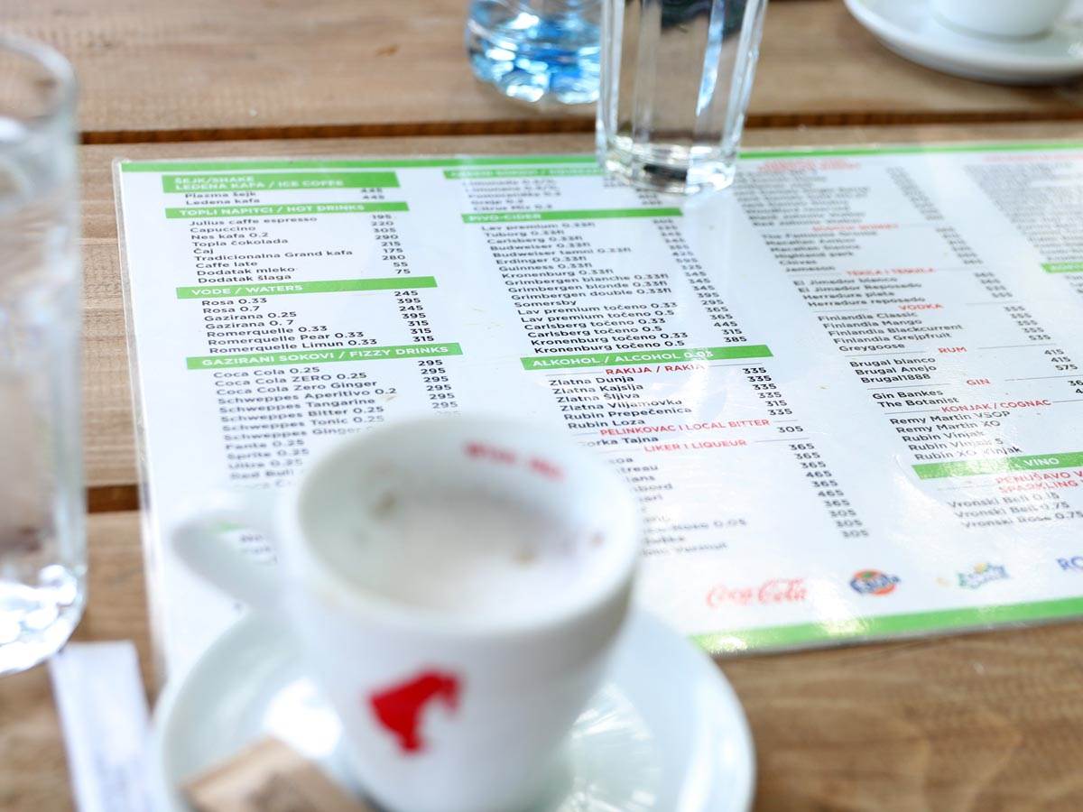 Cene u kafićima na Adi Ciganliji