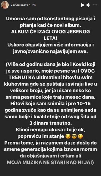 Jelena Karleuša pesme, novi album