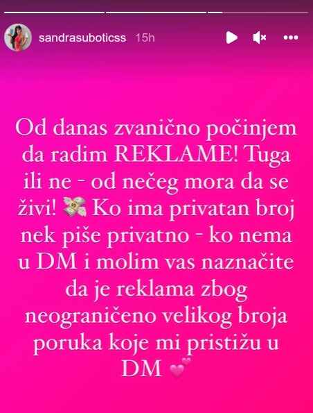 aleksandra subotić komentar Instagram
