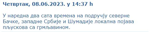 RHMZ upozorenje
