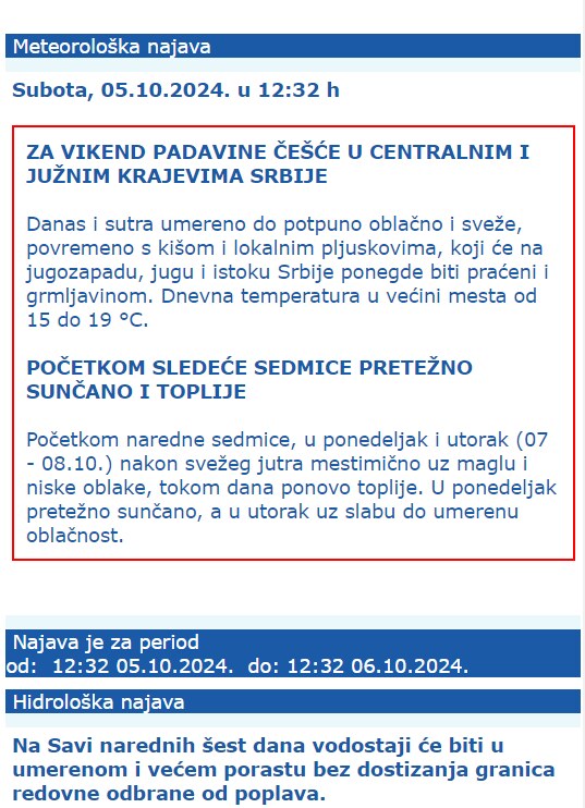 RHMZ najava