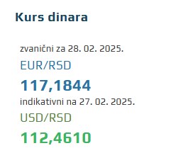 Kurs evra 28 februar 2025