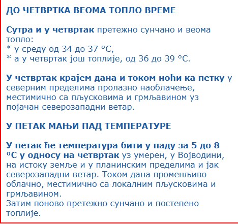 Vremenska prognoza RHMZ do kraja nedelje