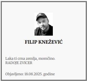 Čitulja za Filipa Kneževića