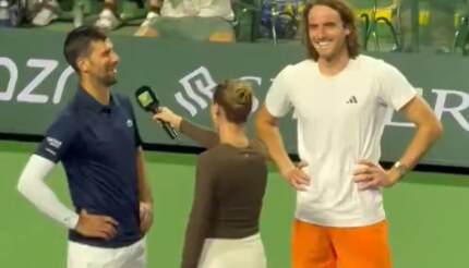 Đoković i Cicipas daju intervju posle pobede u Indijan Velsu