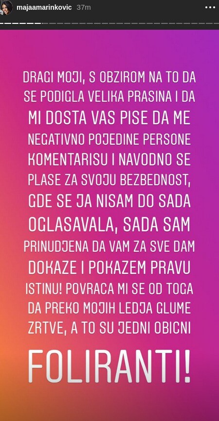 Maja Marinković Marko Janjušević Janjuš Maja iznečla nove detalje incidenta