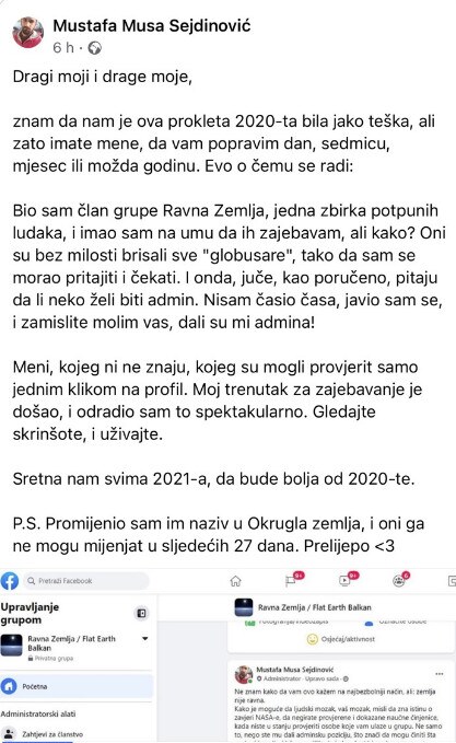 ravna zemlja okrugla facebook stranica promenio ime