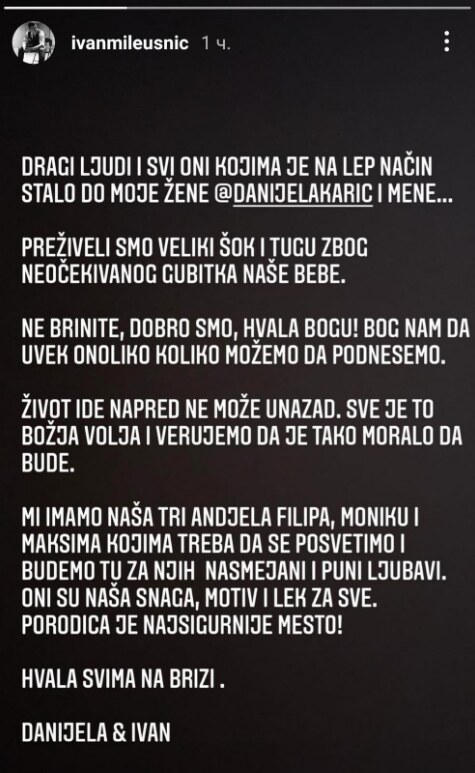 danijela karic cetvrto dete pobacaj izgubila bebu