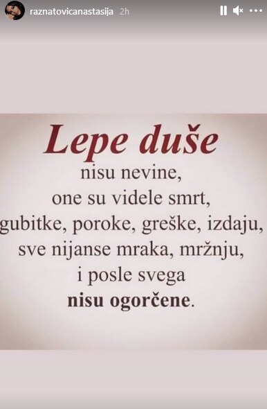 anastasija raznatovic citat instagram foto