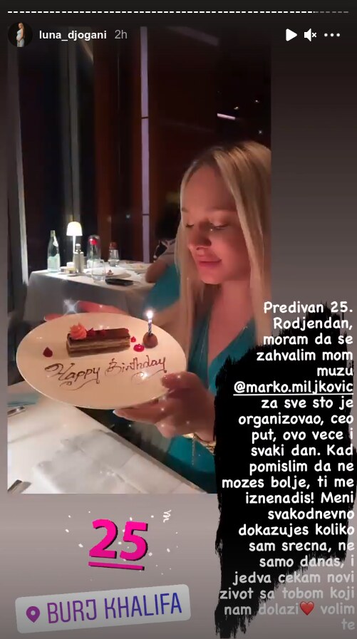 luna djogani rodjendan burz kalifa instagram foto