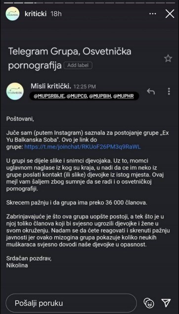telegram gole slike devojaka administrator grupe saslusanje mere sud 