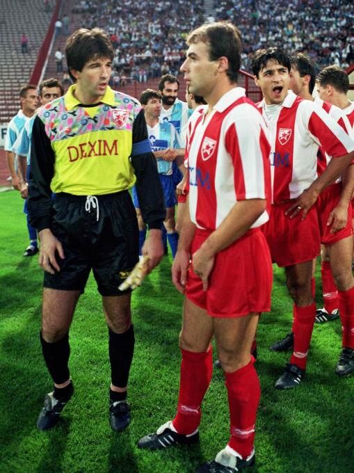 FUDBAL - Crvena zvezda - Rad 2:0. STEVAN STOJANOVIC, ILIJA NAJDOSKI i DARKO PANCEV, CZ. Beograd, 12.08.1990. photo:T.Mihajlovic
