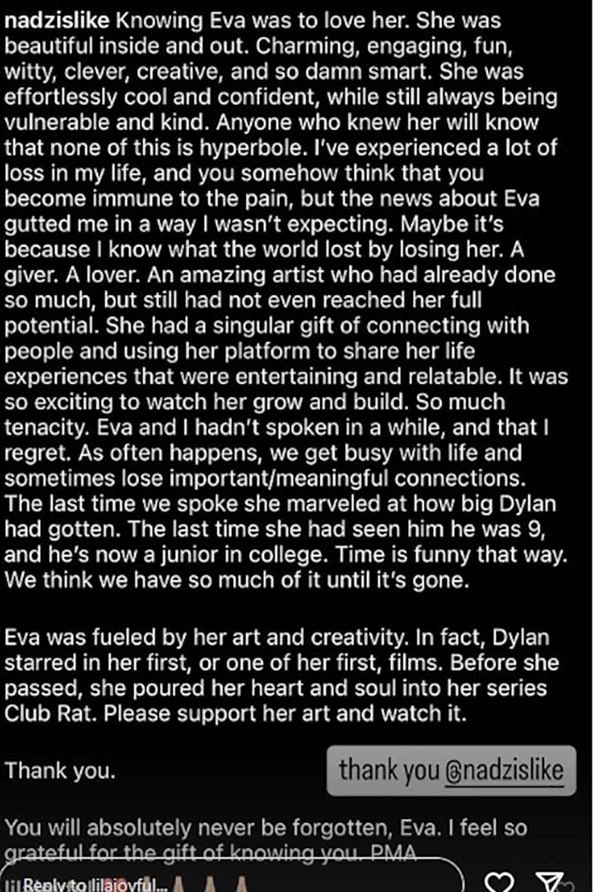 Preminula influensreka Eva Evans u 30. godini