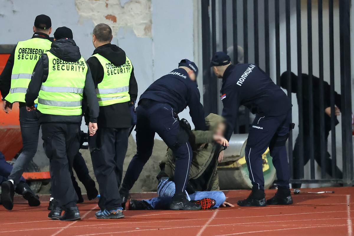 Tuča na meču Borac Čačak Voždovac u Užicu