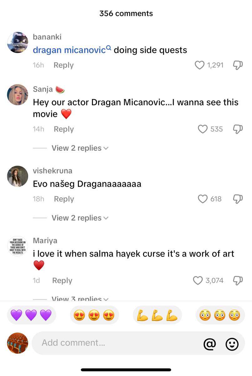 Dragan Mićanović, Salma Hajek komentari