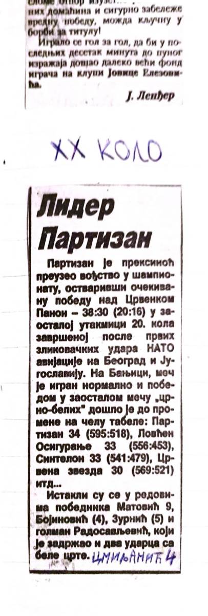 Partizan - Crvenka 99