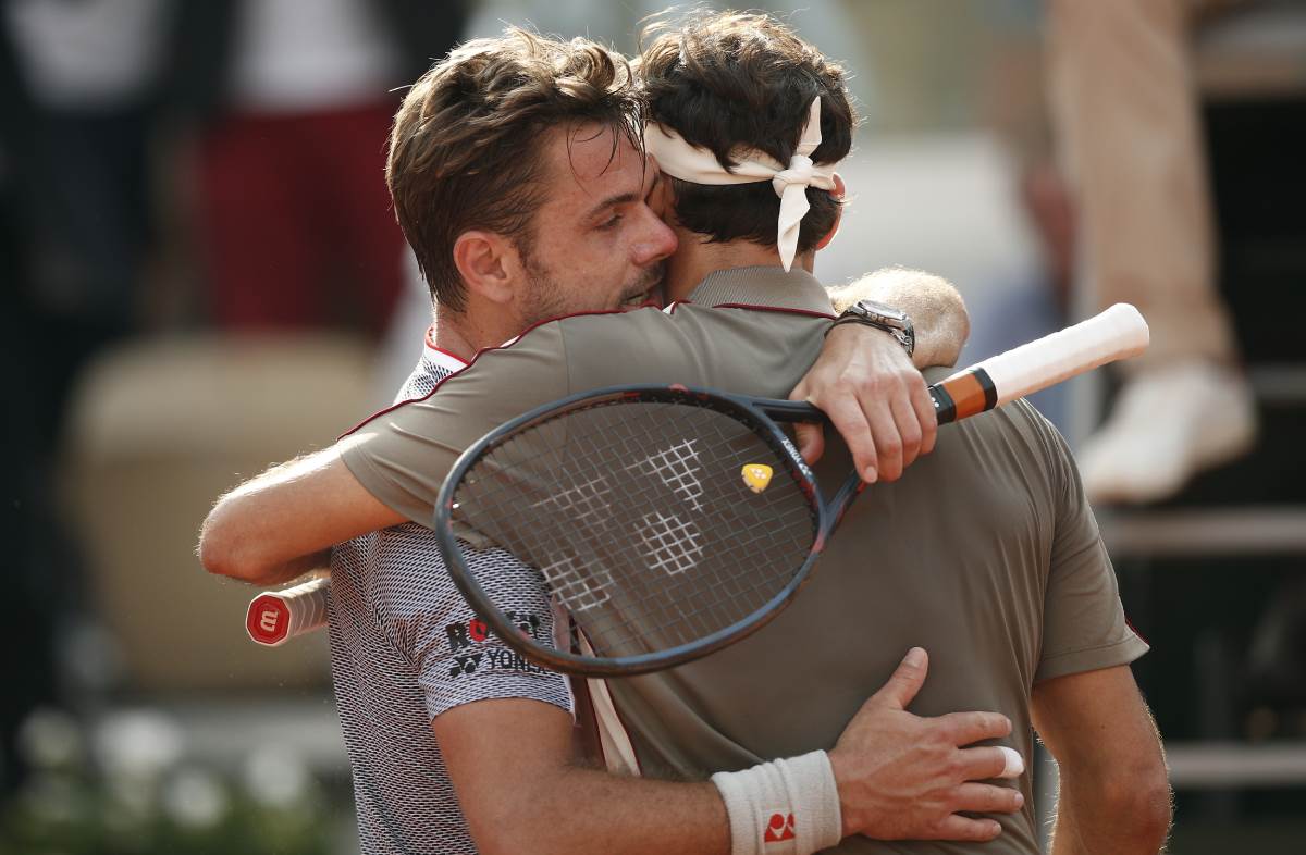 Sten Vavrinka i Rodžer Federer u zagrljaju