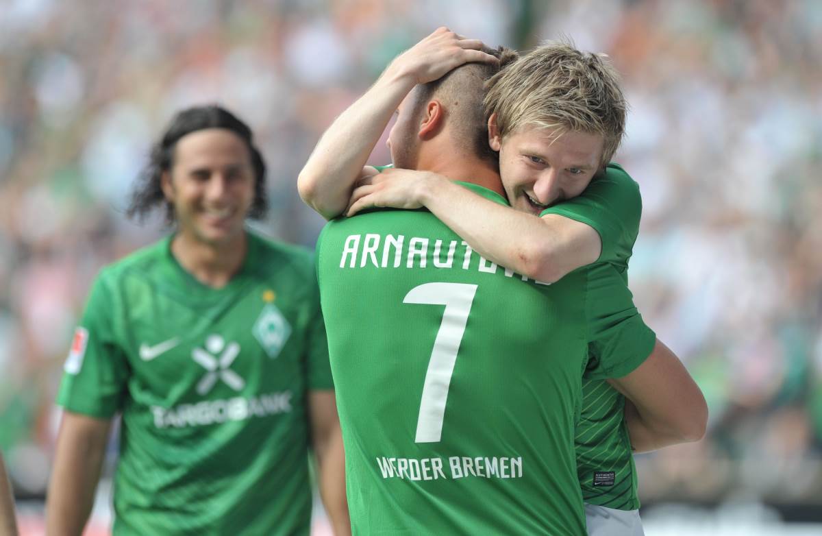 Fudbaleri Marko Marin i Marko Arnautović slave gol Verdera.