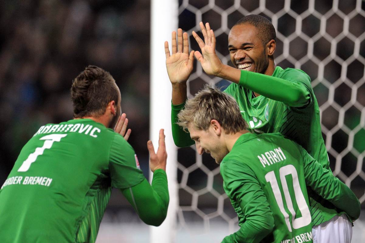 Fudbaleri Marko Arnautović, Marko Marin i Naldo slave gol Verdera.