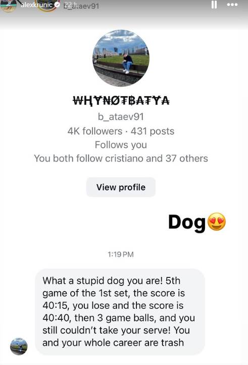 Aleksandra Krunić uvrede Instagram