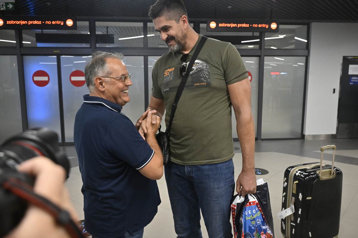 Darko Miličić na dočeku reprezentacije sa Nebojšom Čovićem