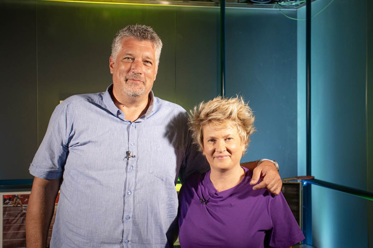 Marina Maljković i Andrija Gerić na snimanju MONDO podkasta Priča za medalju