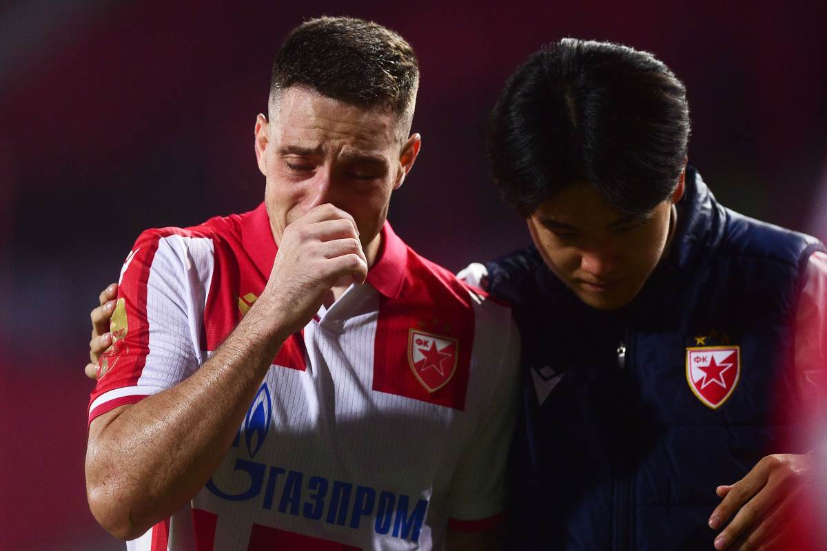 Bruno Duarte plače zbog crvenog kartona na Zvezda Radnički 1923