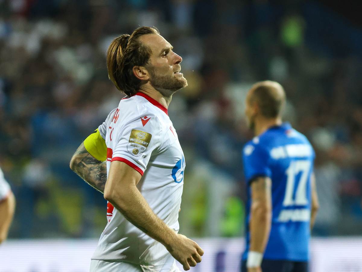 Aleksandar Katai slavi gol u dresu Zvezde.