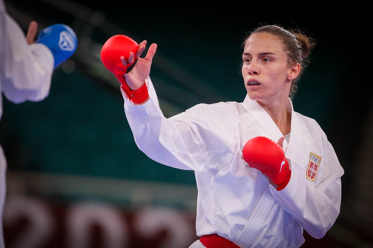 Jovana Preković u gartu dokom meča na Olimpijskim igrama