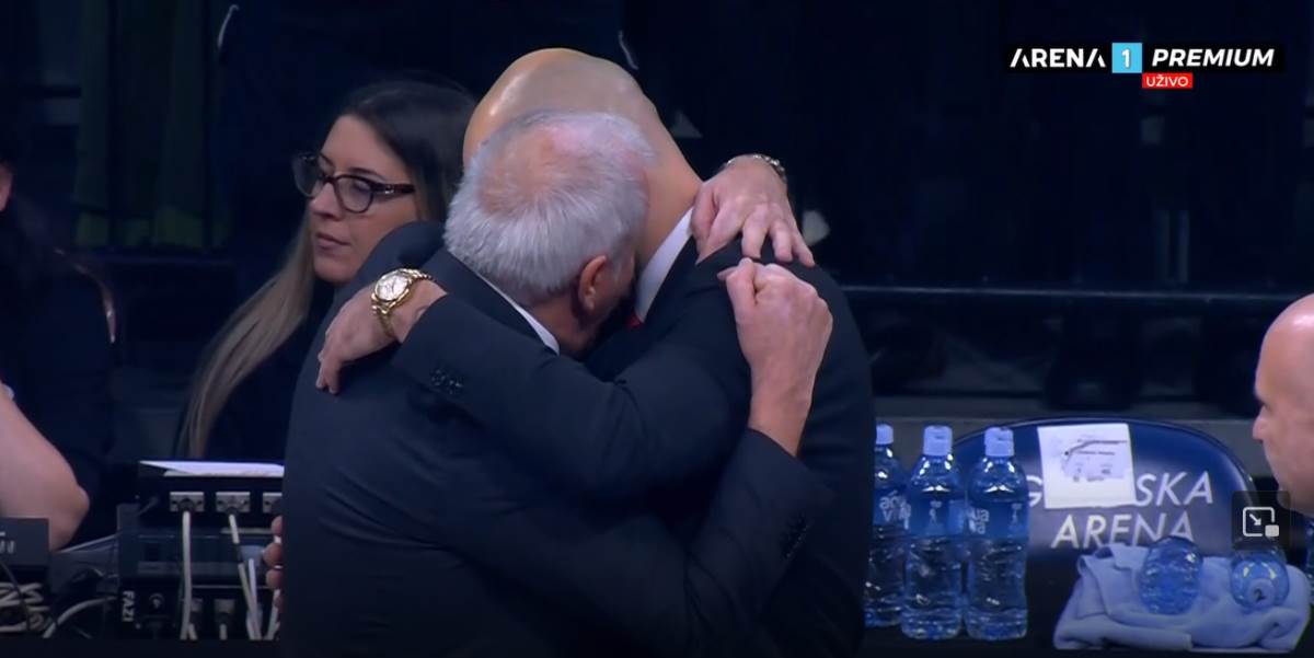 Željko Obradović i Vasilis Spanulis razgovaraju na Partizan Monako