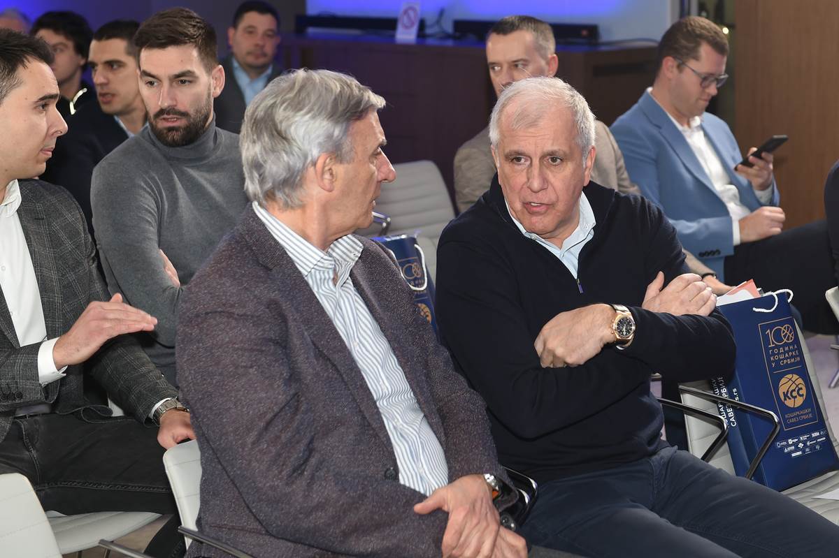 Svetislav Kari Pešić i Željko Obradović na žrebu za Kup Radivoja Koraća