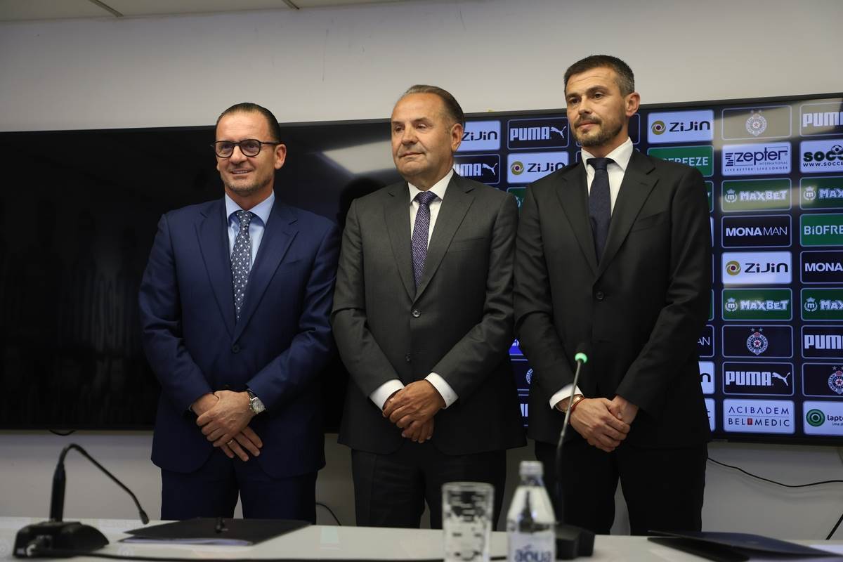 Predrag Mijatović Rasim Ljajić i Danko Lazović na konferenciji za medije