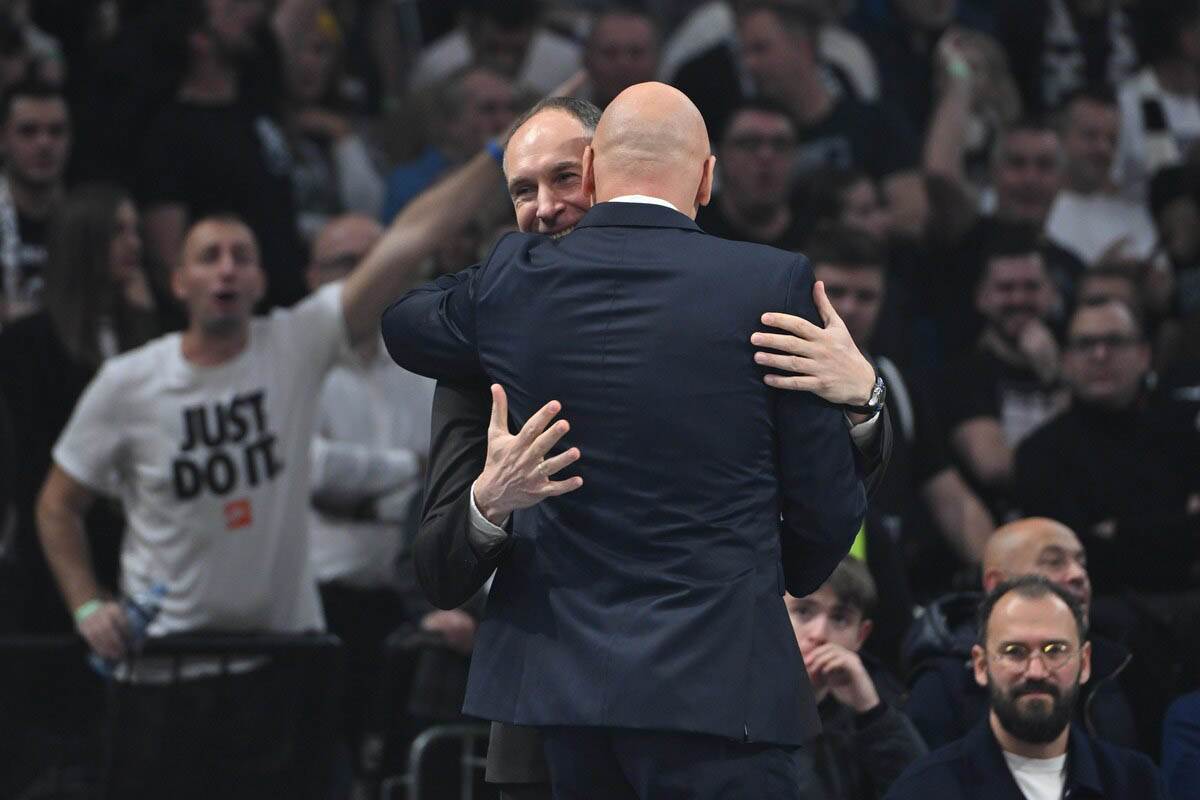 Saša Obradović i Mirko Ocokoljić na derbiju Partizan Zvezda